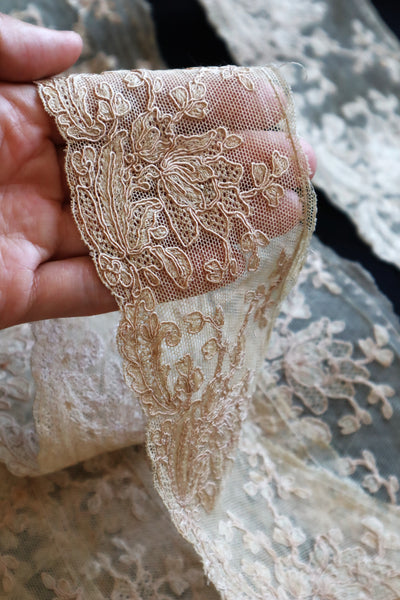 1920s~1930s Unused Beige Alencon Lace