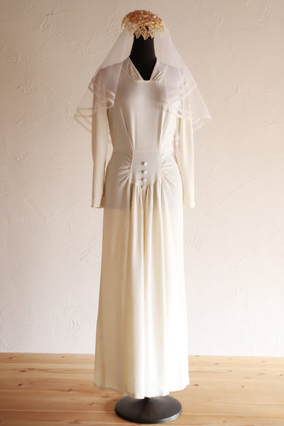 1950s–60s French Floral Crown Wedding Veil
