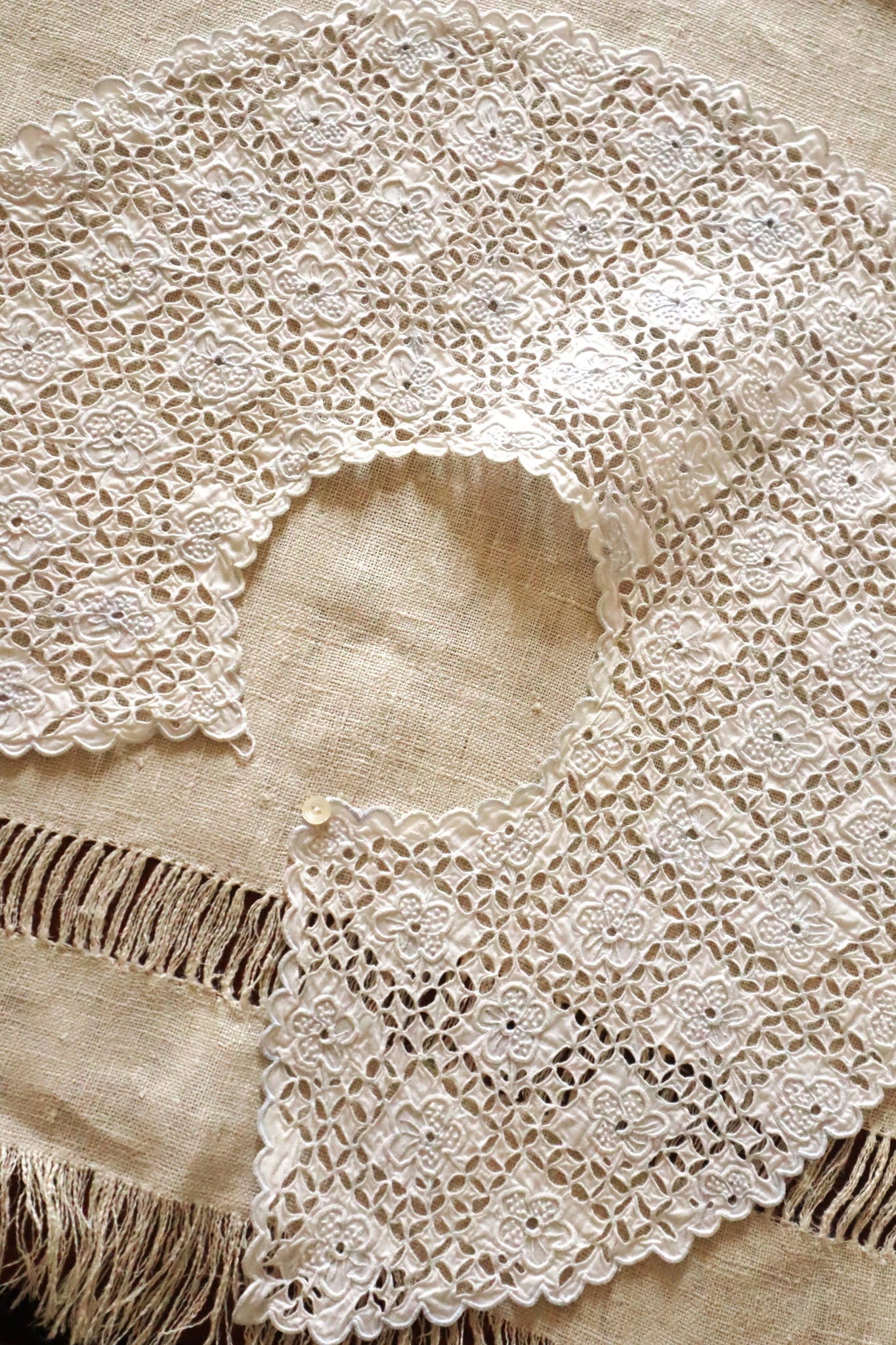 1910s Hand Cutwork Lace Collar