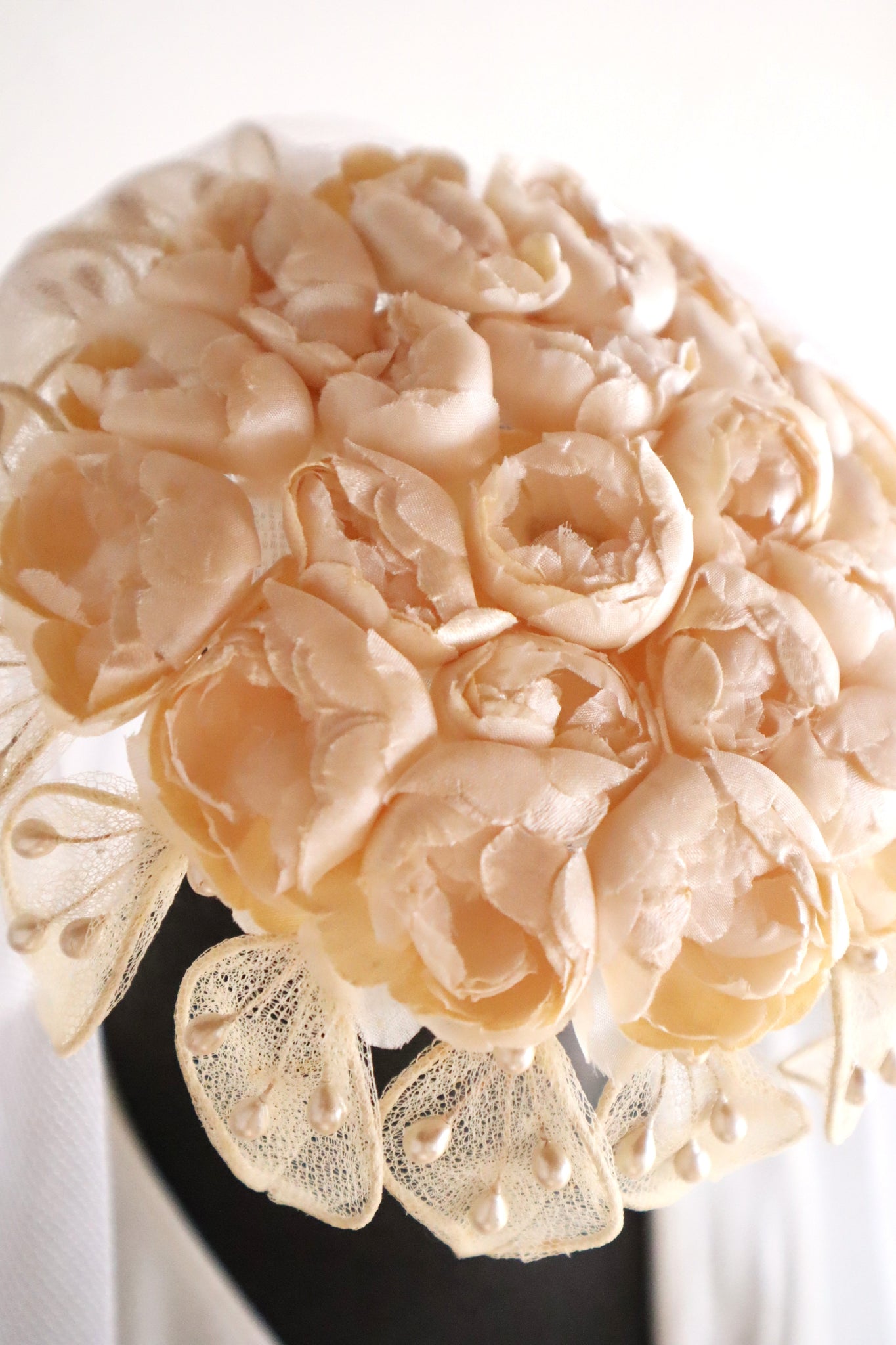 1950s–60s French Floral Crown Wedding Veil