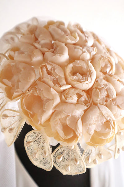1950s–60s French Floral Crown Wedding Veil