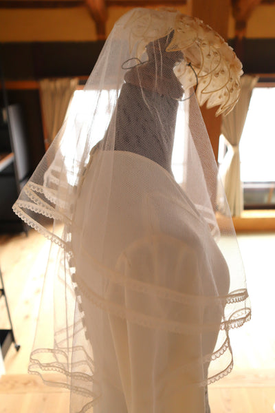 1950s–60s French Floral Crown Wedding Veil