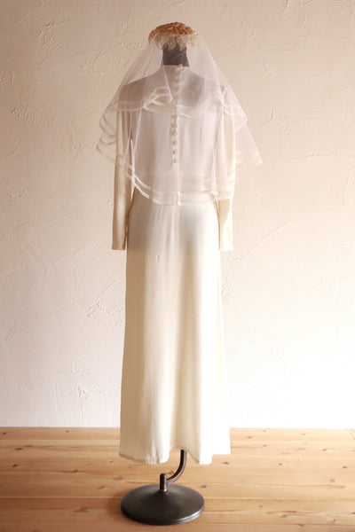 1950s–60s French Floral Crown Wedding Veil
