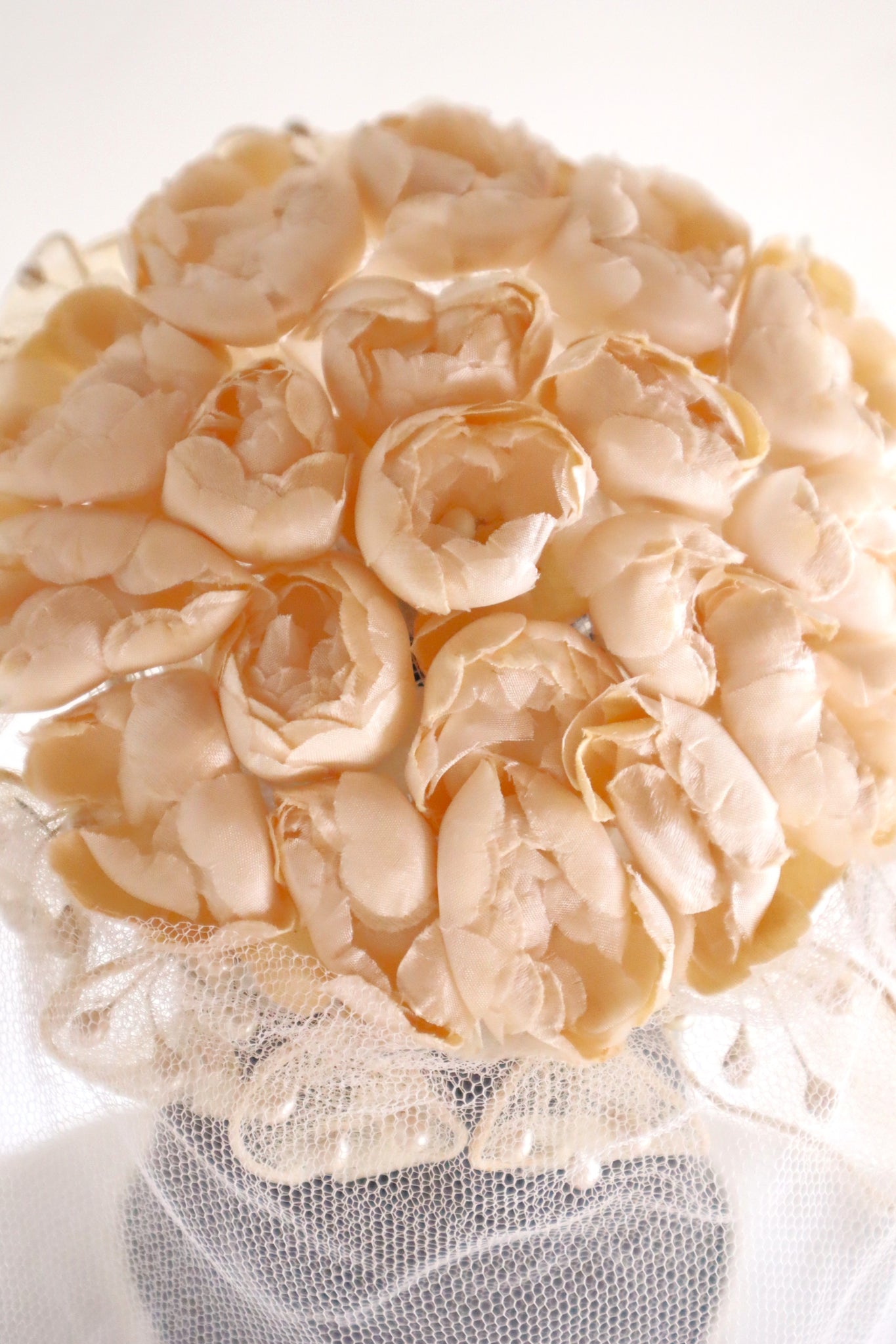 1950s–60s French Floral Crown Wedding Veil