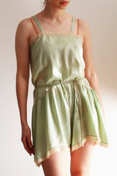 1920s–1930s French Pale Green Silk Step In