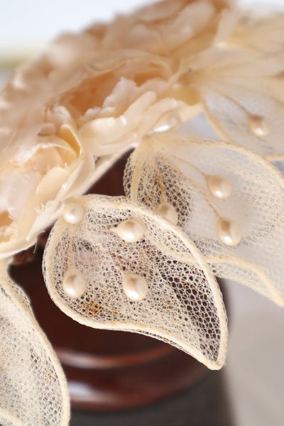 1950s–60s French Floral Crown Wedding Veil