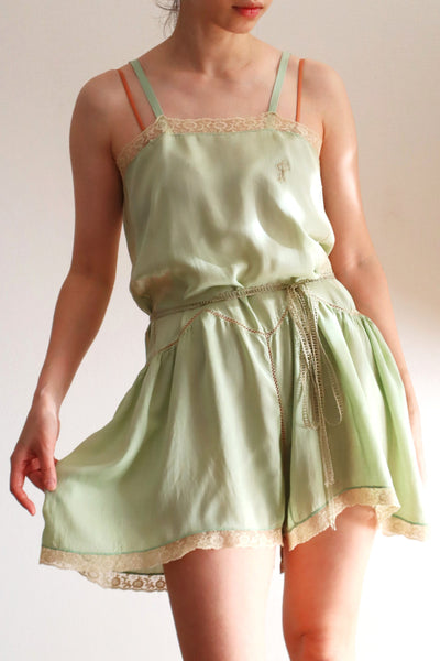 1920s–1930s French Pale Green Silk Step In