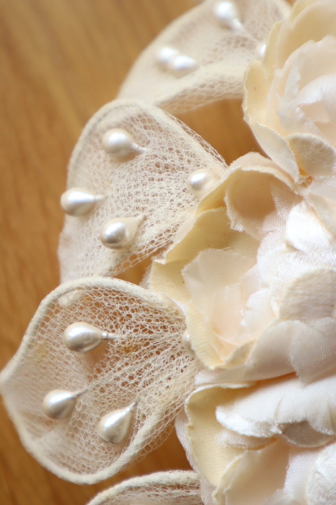 1950s–60s French Floral Crown Wedding Veil