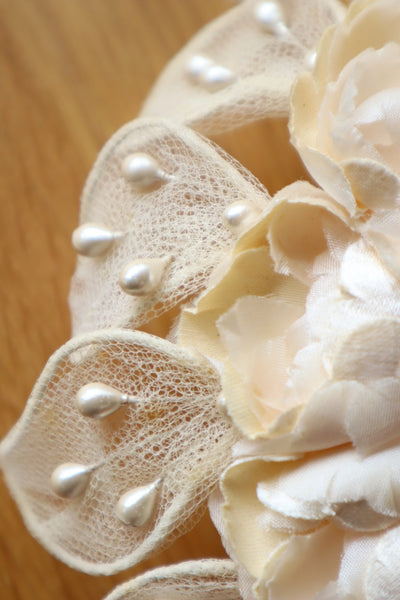 1950s–60s French Floral Crown Wedding Veil