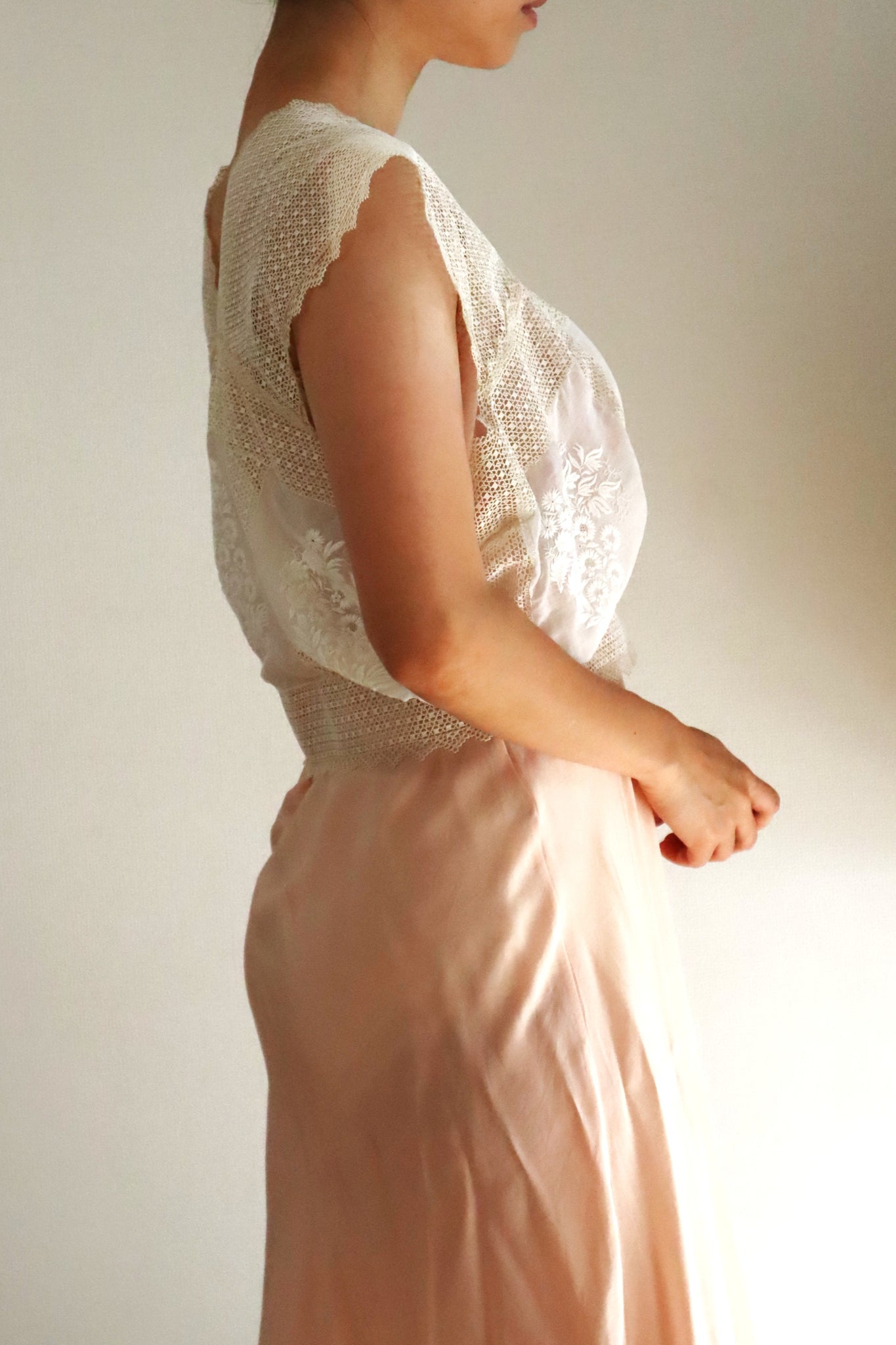 Handcrafted Corset Cover with Antique French Embroidered Floral