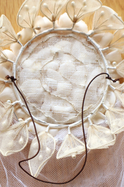 1950s–60s French Floral Crown Wedding Veil