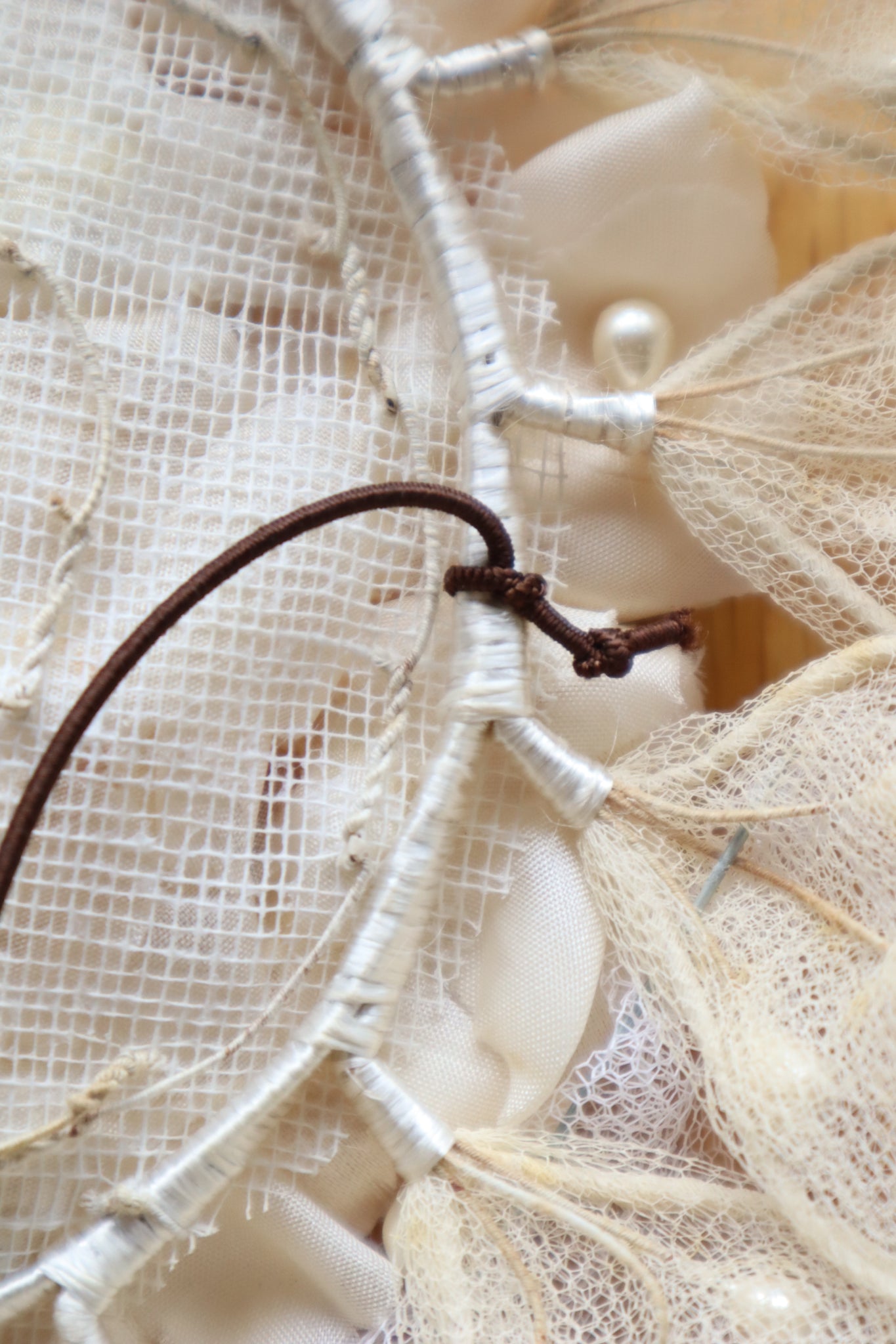 1950s–60s French Floral Crown Wedding Veil