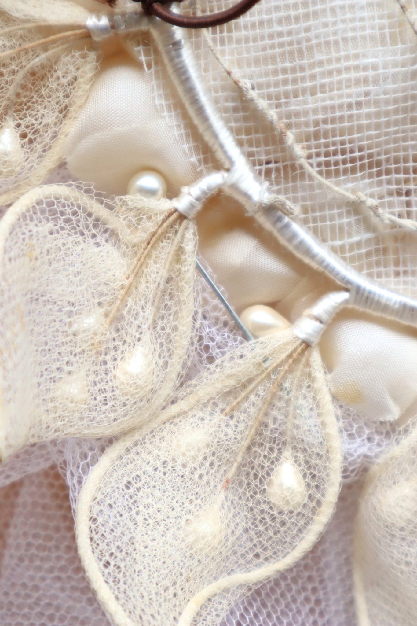 1950s–60s French Floral Crown Wedding Veil