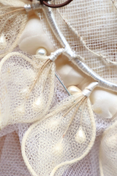 1950s–60s French Floral Crown Wedding Veil