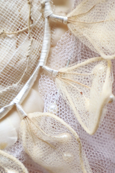 1950s–60s French Floral Crown Wedding Veil