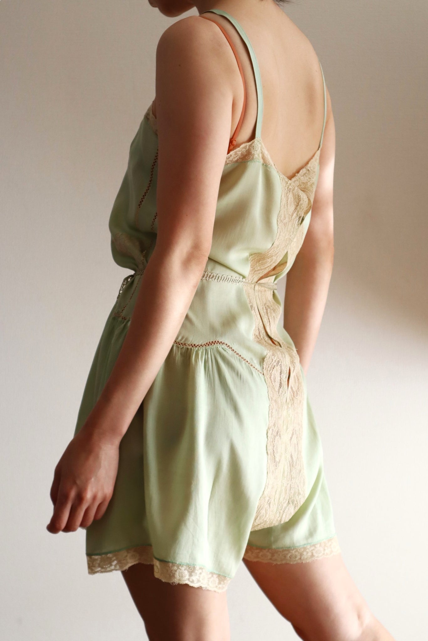 1920s–1930s French Pale Green Silk Step In