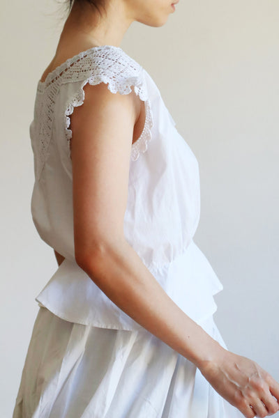 1910s Antique Crochet White Cotton Corset Cover