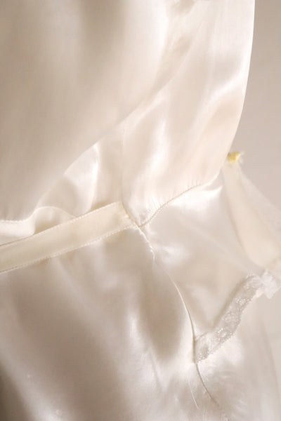 1930s White Satin Mini Rose Dress