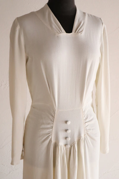 1930s French Crepe Wedding Dress