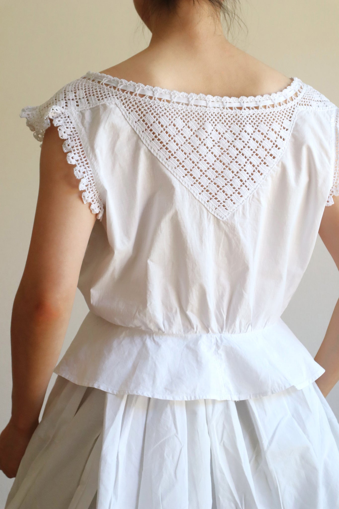 1910s Antique Crochet White Cotton Corset Cover