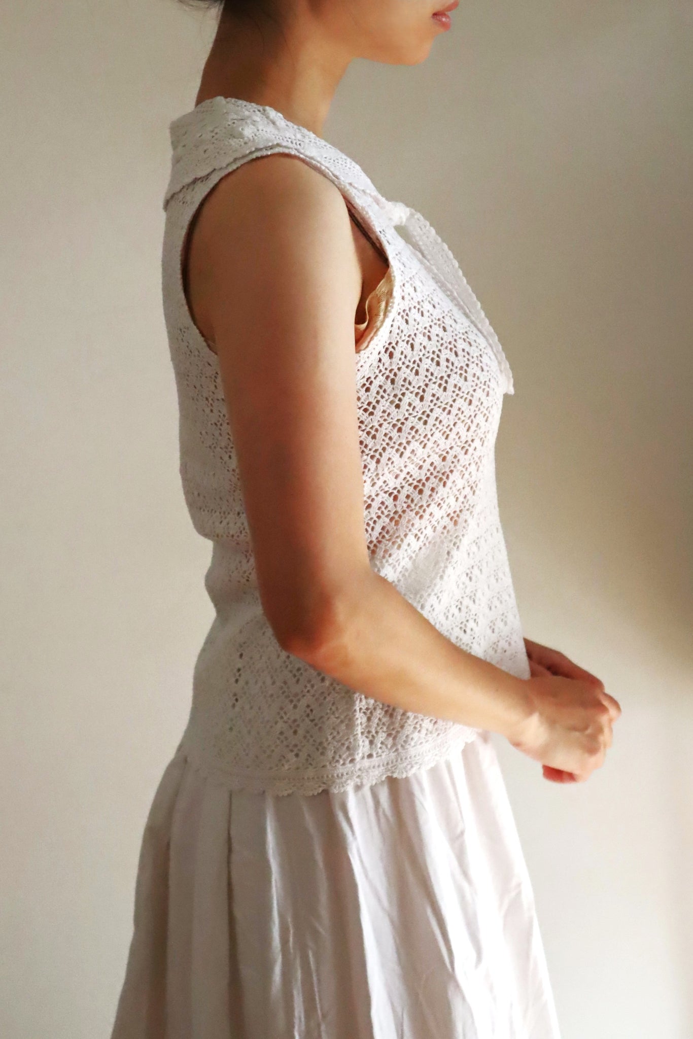 1920s Hand-Crocheted Cotton Sailor Collar Top
