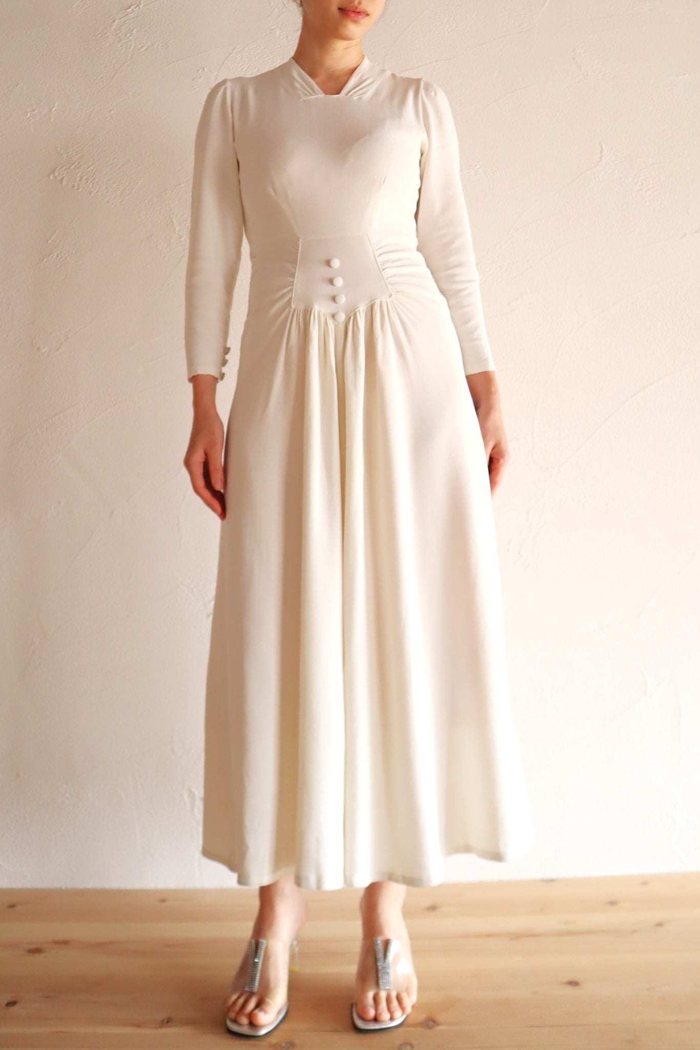 1930s French Crepe Wedding Dress