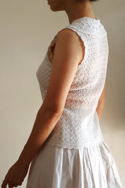 1920s Hand-Crocheted Cotton Sailor Collar Top