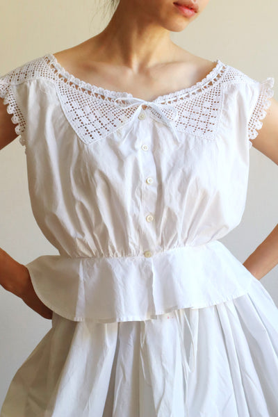 1910s Antique Crochet White Cotton Corset Cover