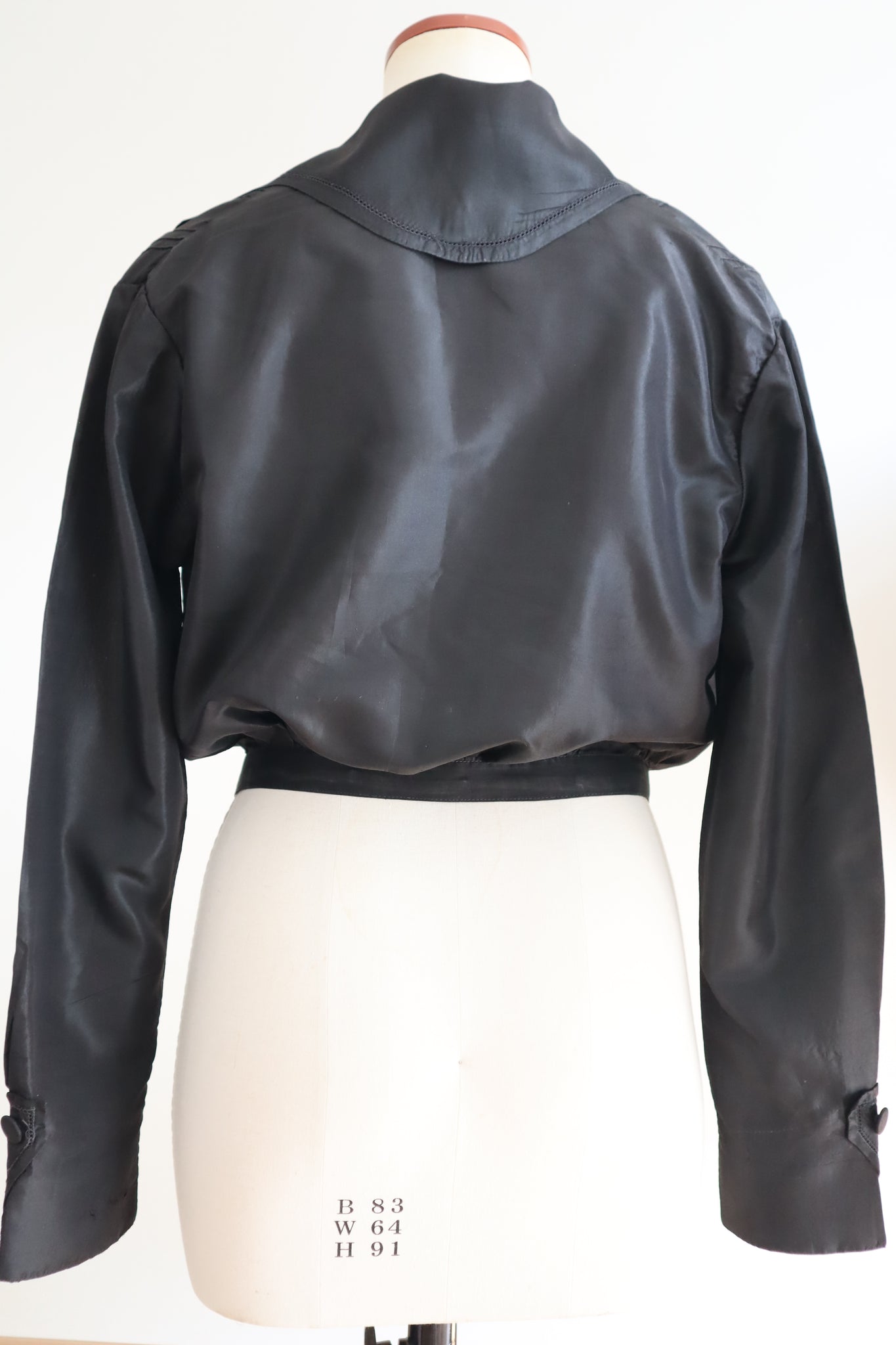 1900s–1910s Acorn Brand Black Silk Pigeon-Front Jacket