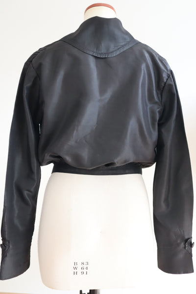 1900s–1910s Acorn Brand Black Silk Pigeon-Front Jacket