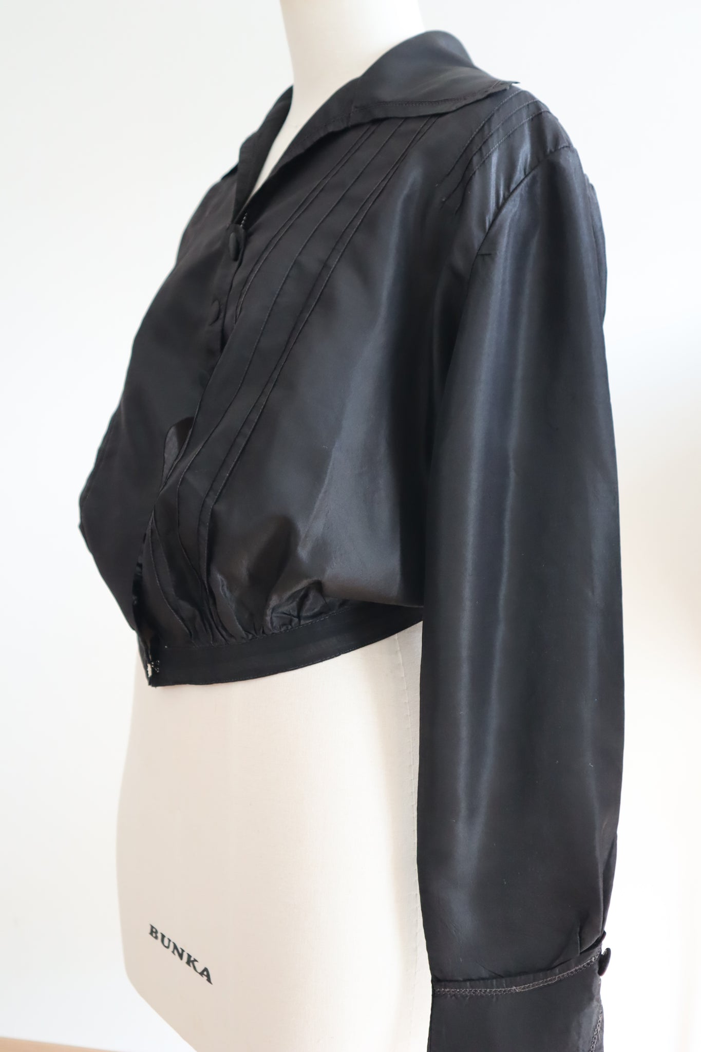 1900s–1910s Acorn Brand Black Silk Pigeon-Front Jacket