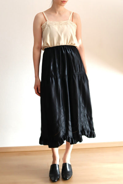 1900s Edwardian Black Silk Petticoat Skirt