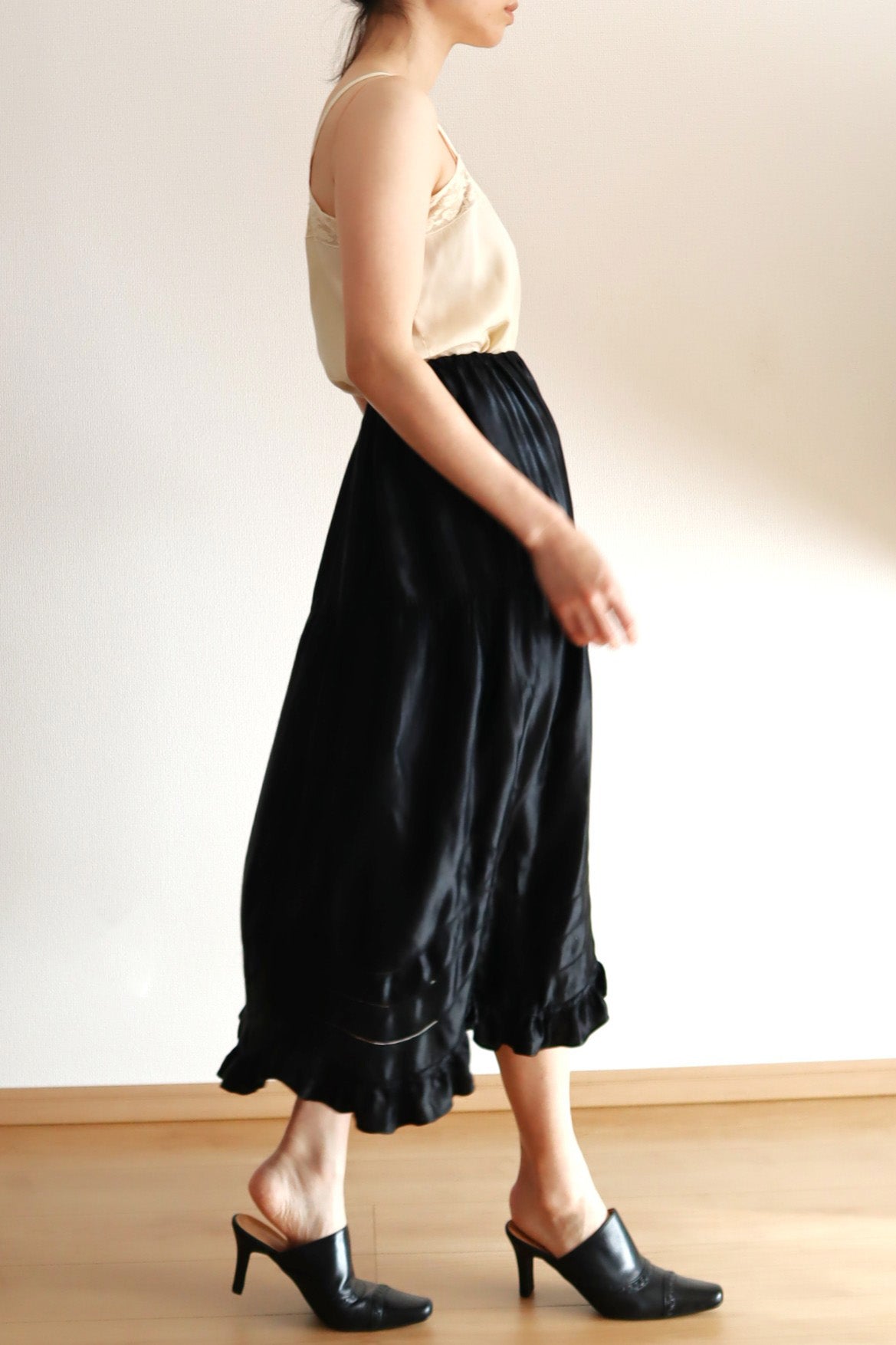 1900s Edwardian Black Silk Petticoat Skirt