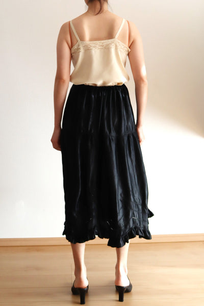1900s Edwardian Black Silk Petticoat Skirt