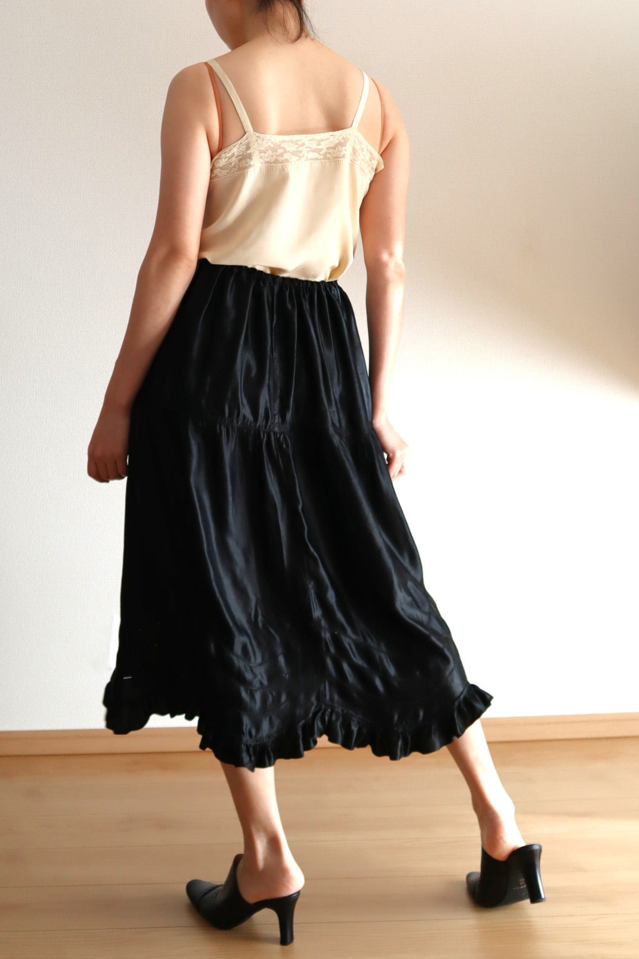 1900s Edwardian Black Silk Petticoat Skirt