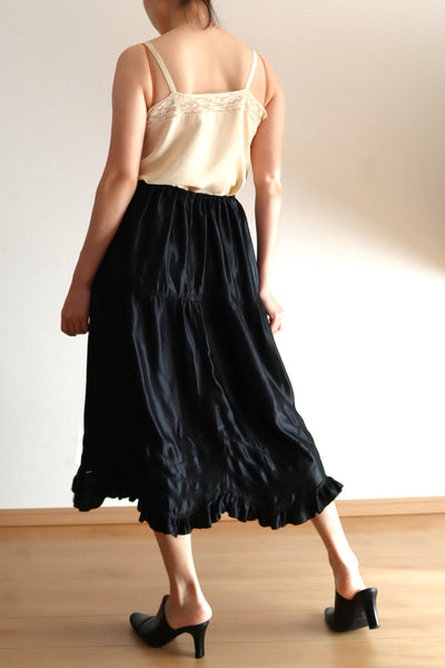 1900s Edwardian Black Silk Petticoat Skirt