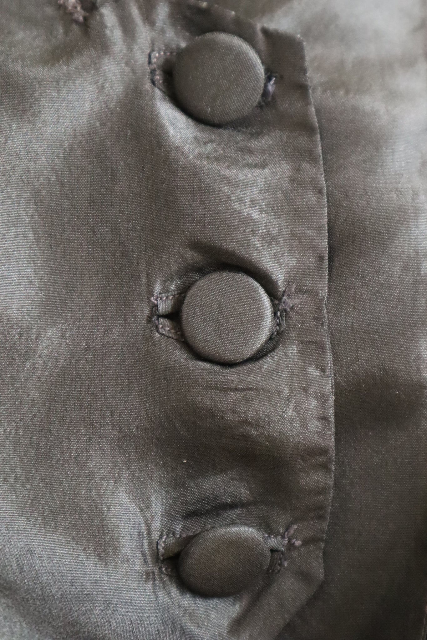 1900s–1910s Acorn Brand Black Silk Pigeon-Front Jacket
