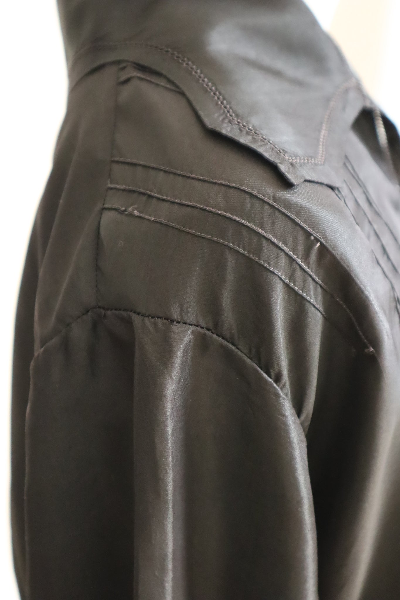 1900s–1910s Acorn Brand Black Silk Pigeon-Front Jacket