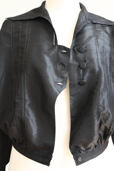 1900s–1910s Acorn Brand Black Silk Pigeon-Front Jacket