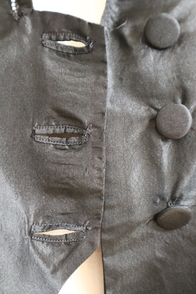 1900s–1910s Acorn Brand Black Silk Pigeon-Front Jacket