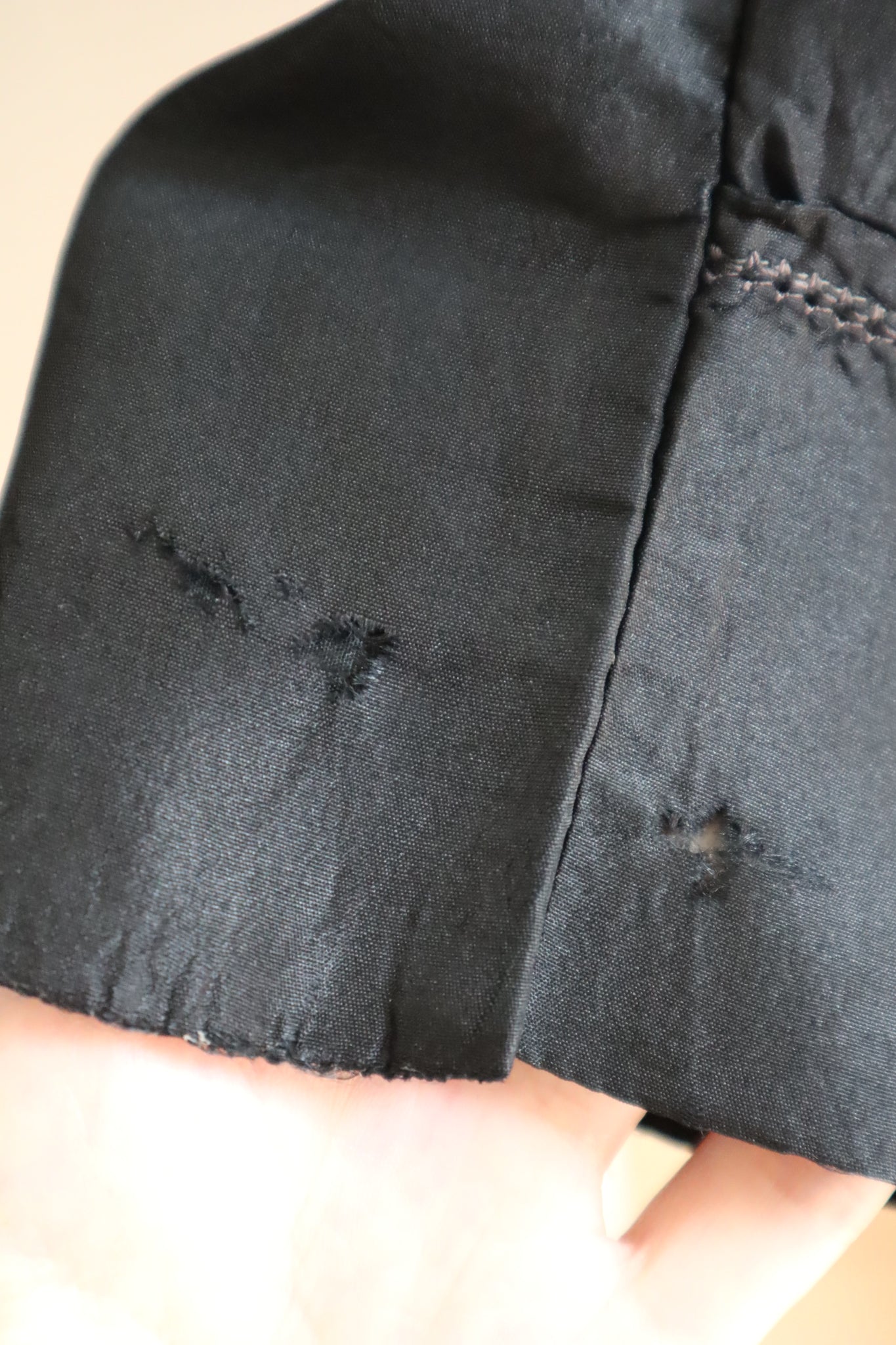 1900s–1910s Acorn Brand Black Silk Pigeon-Front Jacket