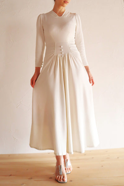 1930s French Crepe Wedding Dress