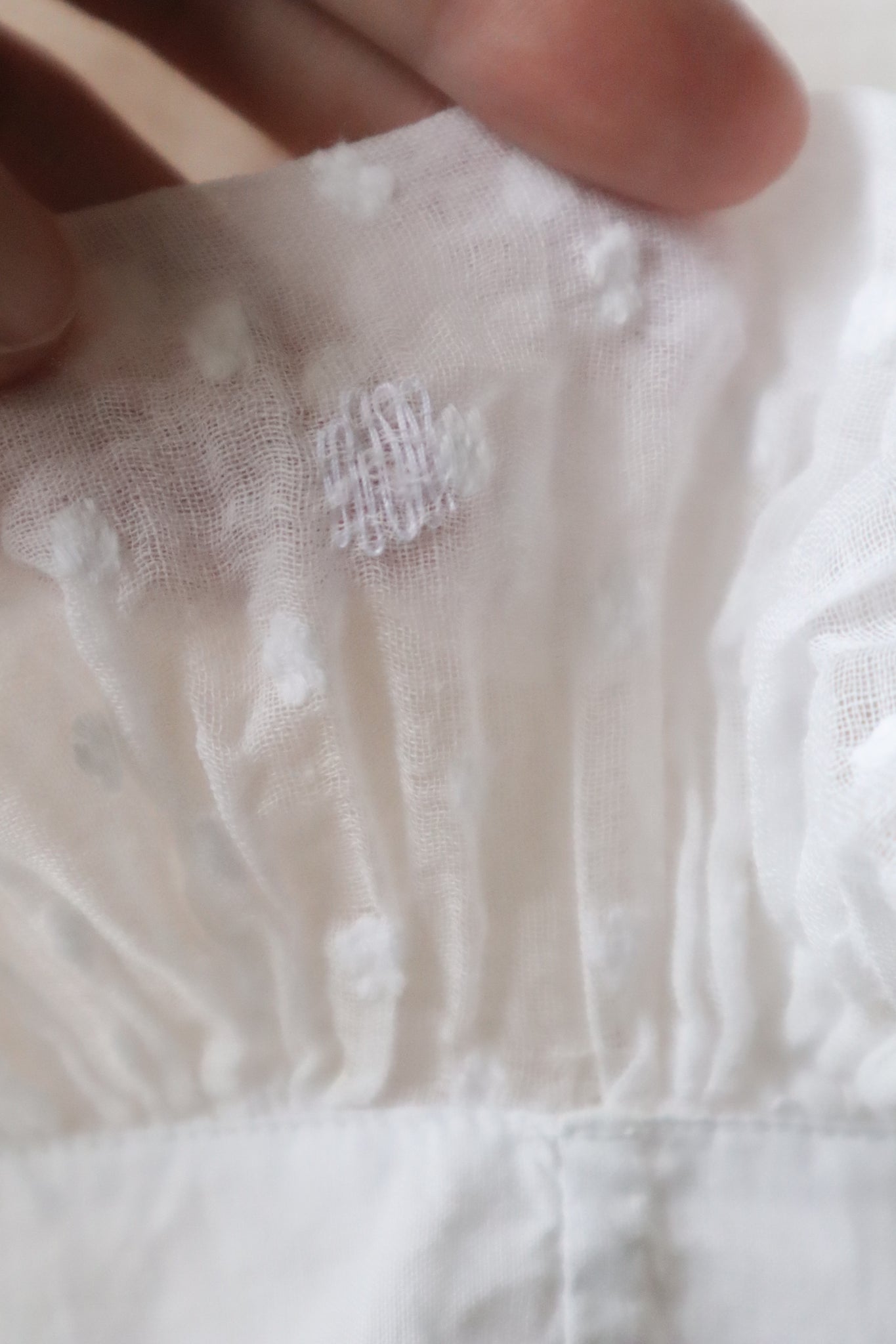 1900s Embroidered Cotton Gauze Blouse