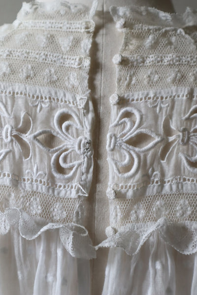 1900s Embroidered Cotton Gauze Blouse