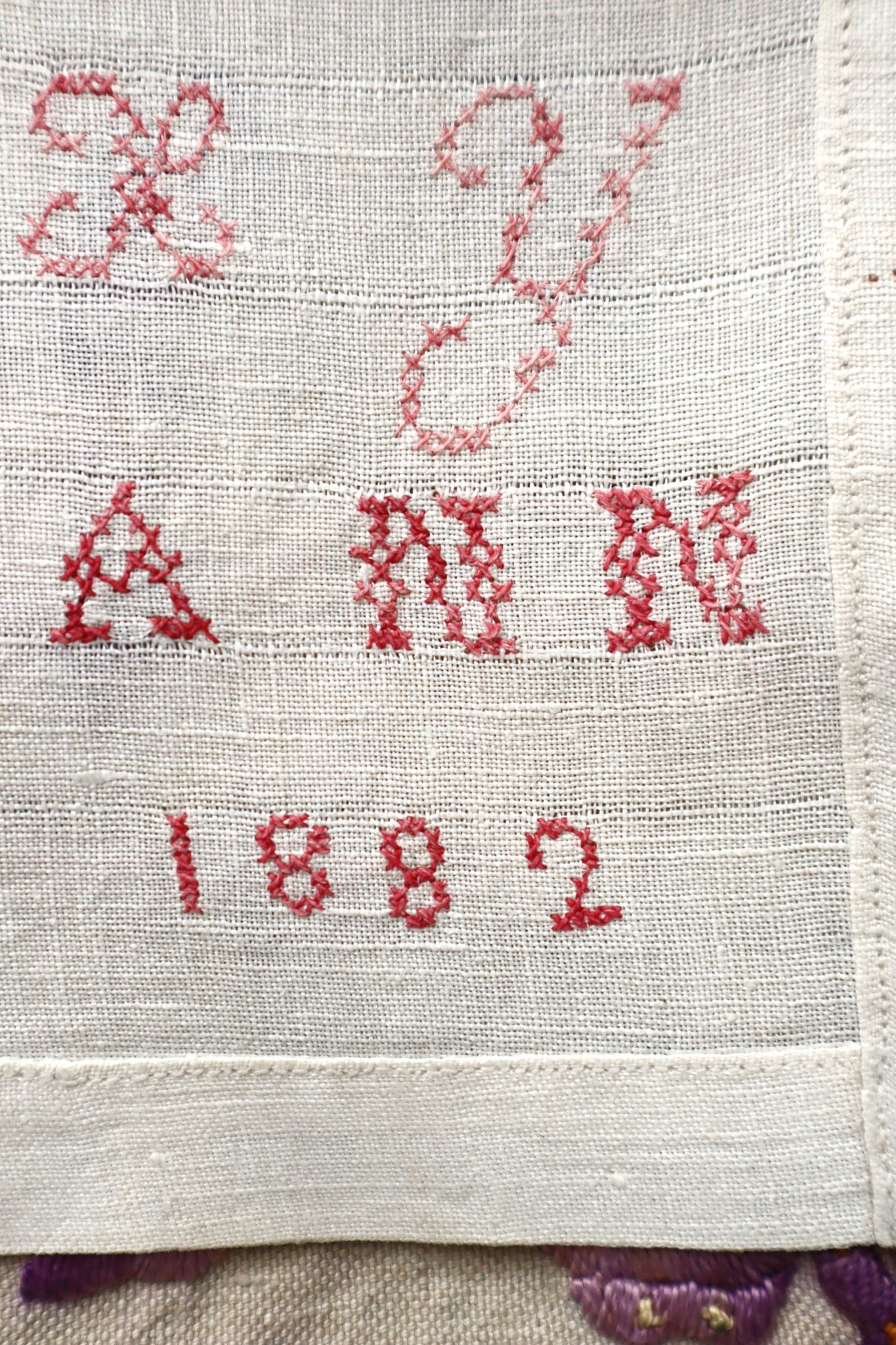 French Cross Stitch Sampler Dated 1882