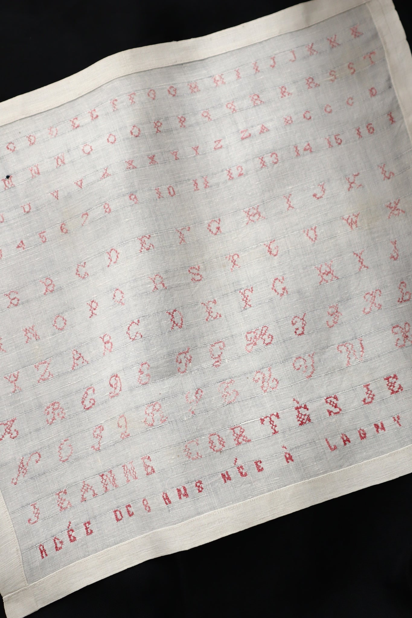 French Cross Stitch Sampler Dated 1882