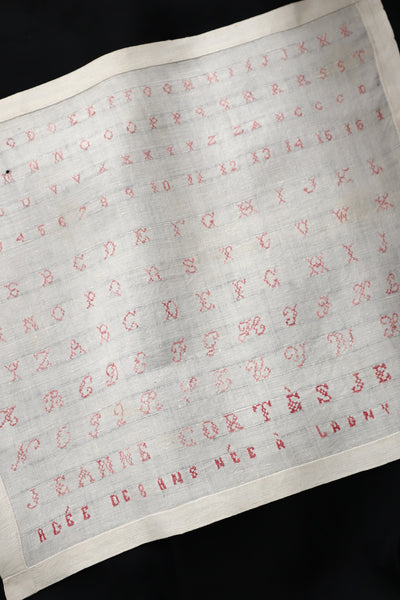 French Cross Stitch Sampler Dated 1882