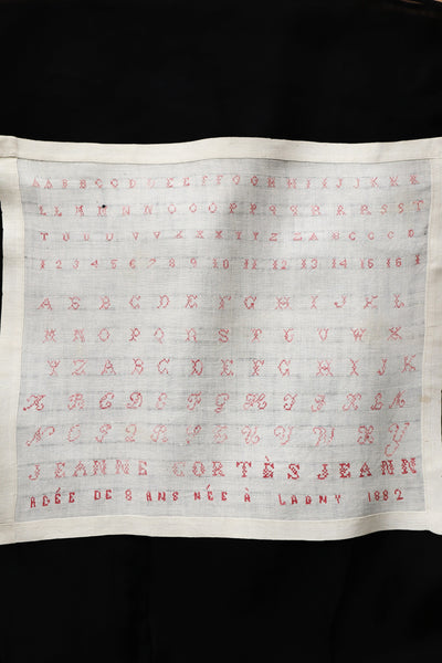 French Cross Stitch Sampler Dated 1882