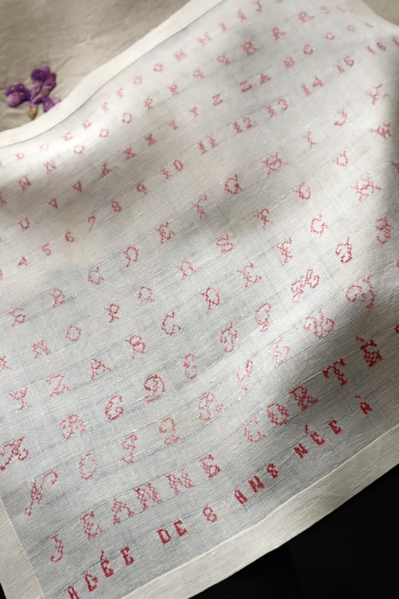 French Cross Stitch Sampler Dated 1882