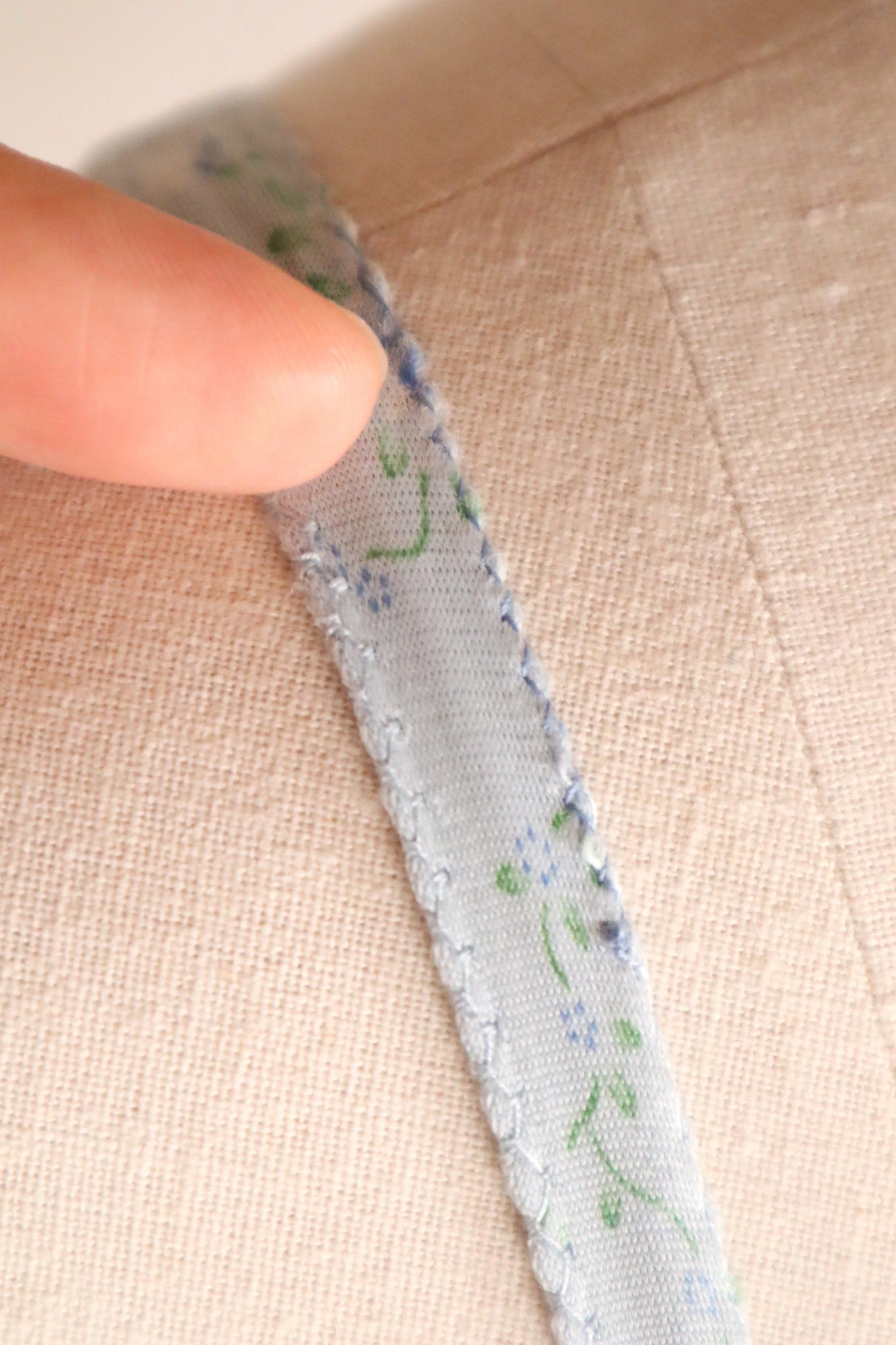 1930s Blue Floral Rayon Dress